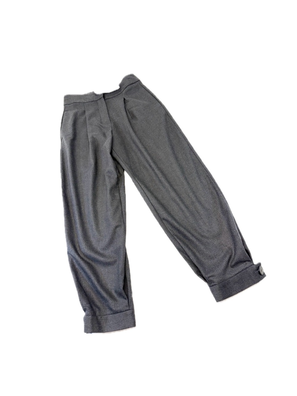 Zara Balloon Leg Pleated Gray Trousers NWT Button Cuff Tailored Pants Womens XS
